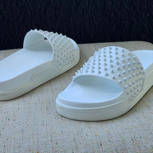 Christian Louboutin Men Sandal White Slide Summer Shoe Made in Italy Size 45 main image 4